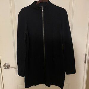 Kinross Black Zip Sweater, Size Medium